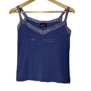Vintage 90s y2k Harley Davidson Camisole Tank Top Purple Lace Trim